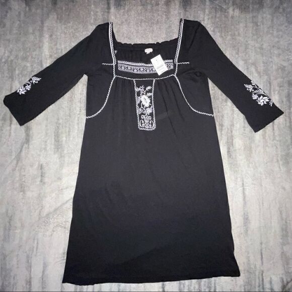 NWTs J. Crew Embroidered Black & White Cotton Dress Size Medium - Picture 1 of 5